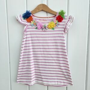 Mini Boden Striped Floral Collar Top 7/8